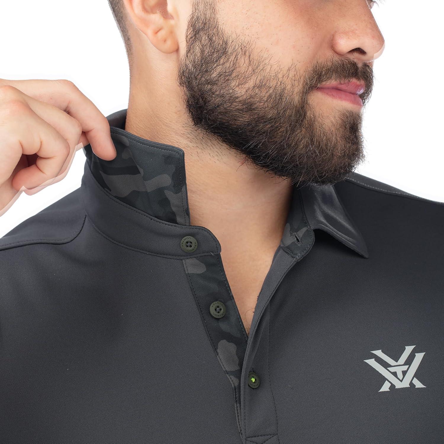 image:imageVortex Axis Ridge Mens Golf Polos Moisture Wicking Stretch FabricWoodland Grey