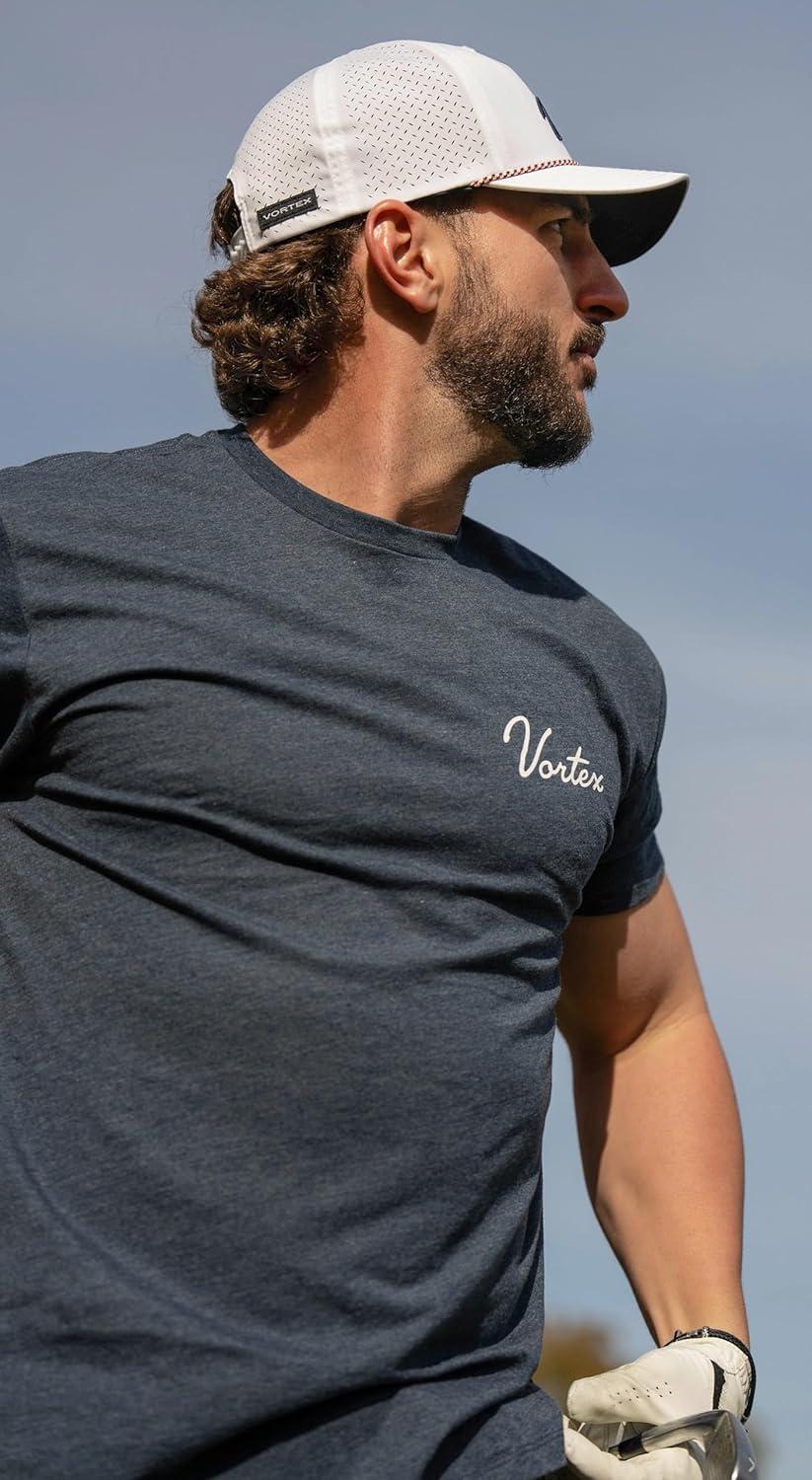 image:imageVortex Golf Script Mens Short Sleeve TShirtsNavy Heather