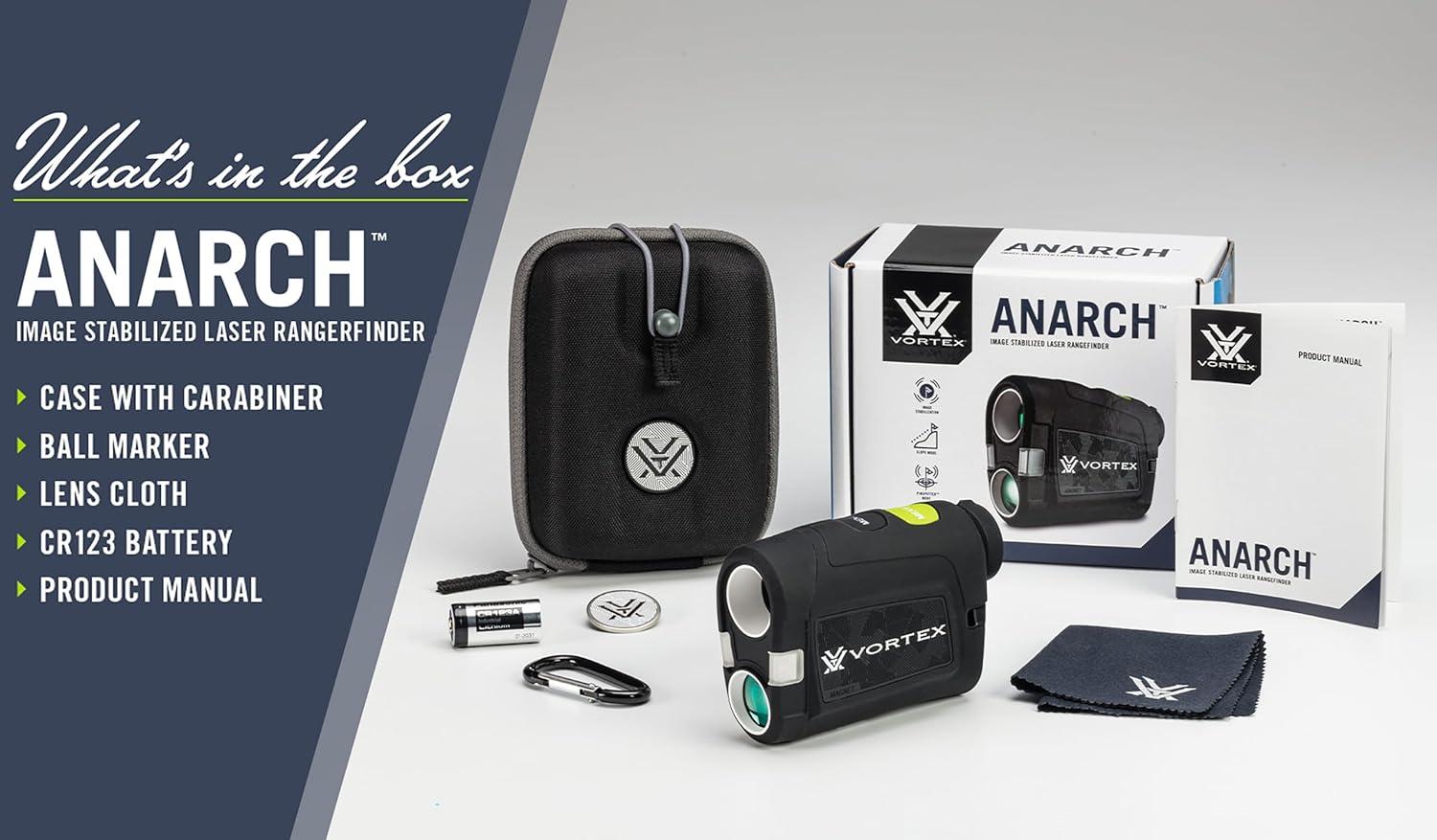 image:imageVortex Optics Anarch Image Stabilized Golf Laser Rangefinder Tournament Legal PinSpotter Mode Slope Mode Cart Magnet Waterproof Shockproof Unlimited Unconditional Warranty