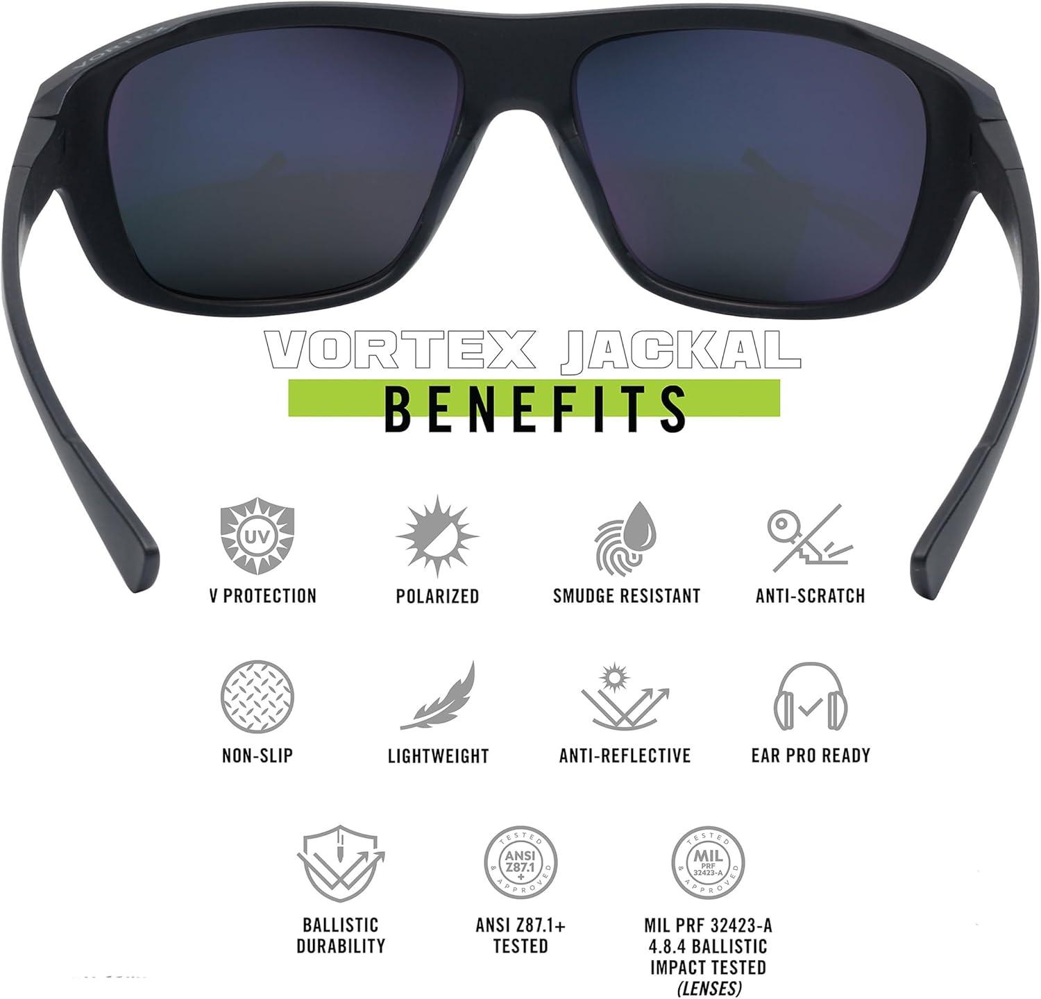 image:imageVortex Optics Jackal Sunglasses UV Protection Polarized Ballistic Rated Unlimited Unconditional WarrantyBlack