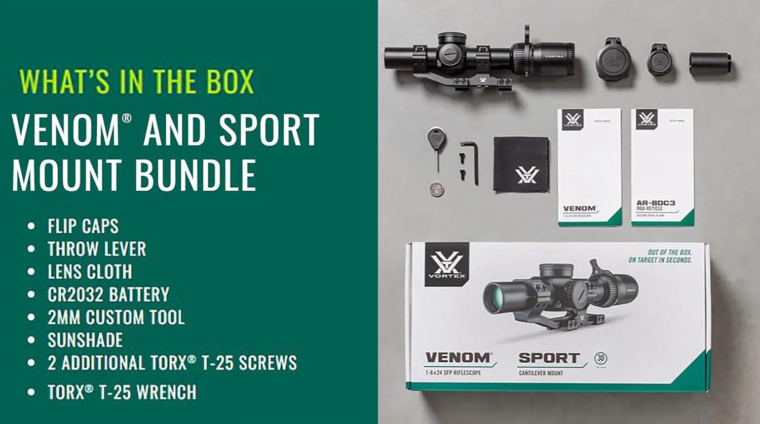 image:imageVortex Venom 16x24 Second Focal Plane RiflescopeRiflescope Sport Mount Bundle