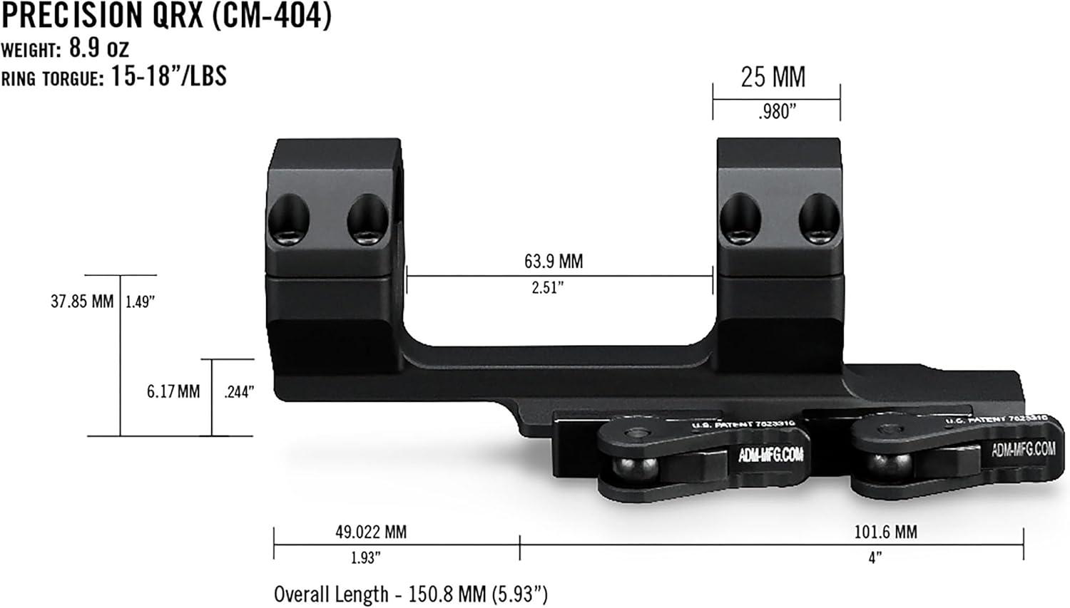 image:imageVortex Optics Precision QuickRelease Extended Cantilever 30mm Riflescope Mount 2Inch OffsetExtended Cantilever