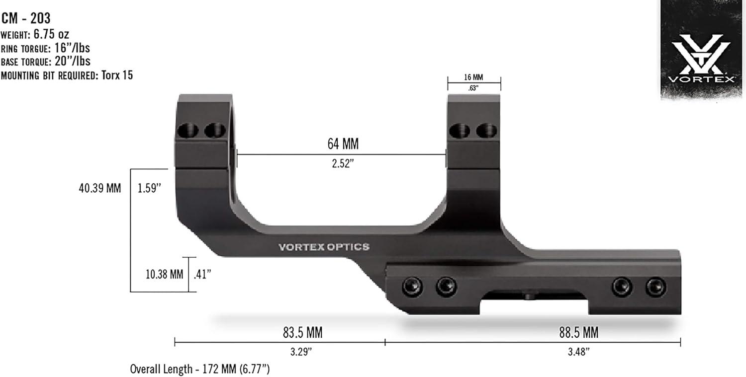 image:imageVortex Optics Sport Cantilever Riflescope Mounts Picatinny Compatible Multiple Size amp Offset Options Unlimited Unconditional Warranty118 inch