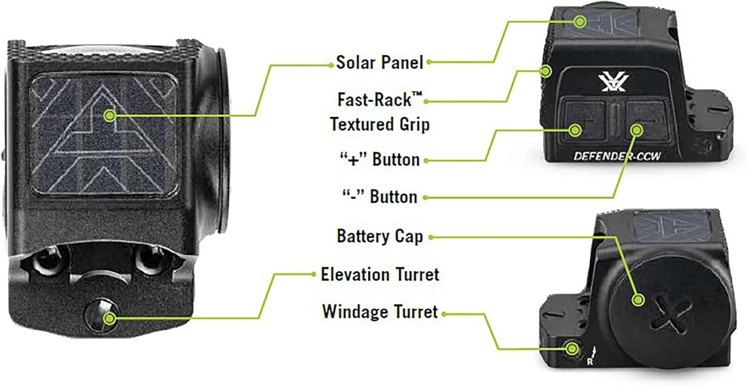 image:imageVortex DefenderCCW Enclosed Solar Micro Red Dot Sight MultiReticle