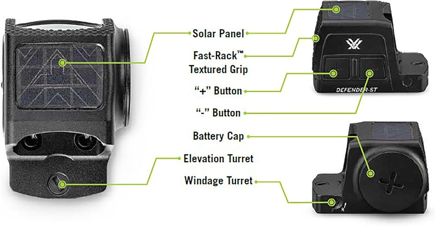 image:imageVortex DefenderST Enclosed Solar Micro Red Dot Sight MultiReticle