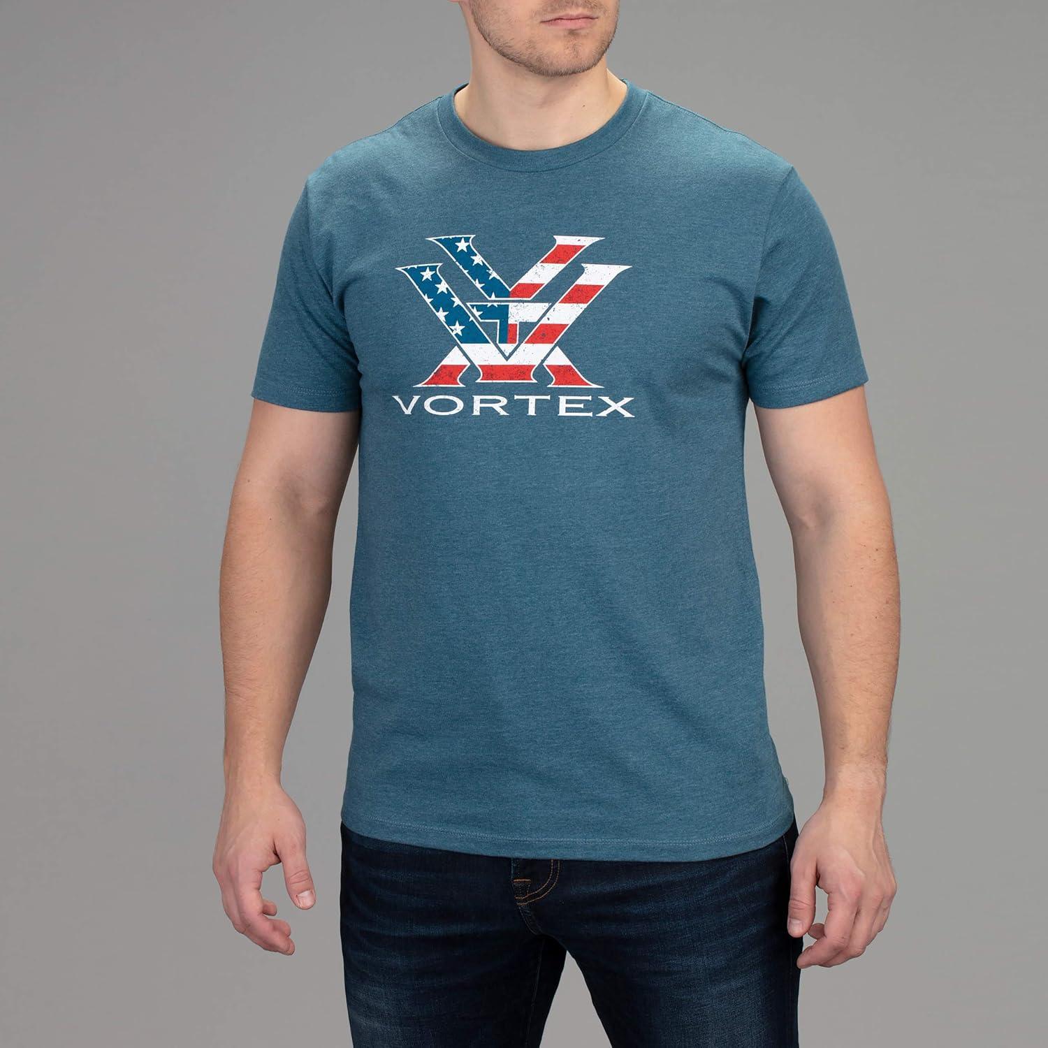 image:imageVortex Mens Stars and Stripes Short Sleeve ShirtSteel Blue Heather