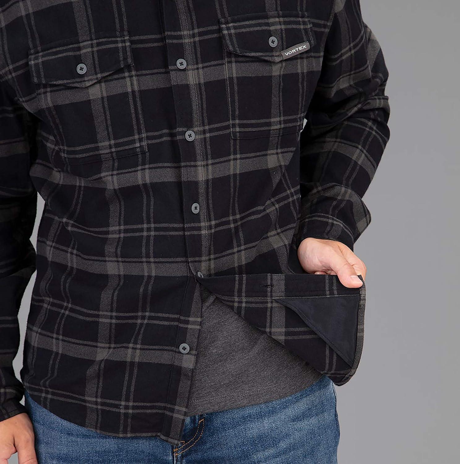 image:imageVortex Mens Timber Rush Flannel Shirts Mechanical Stretch Moisture Wicking Underarm GussetBlack