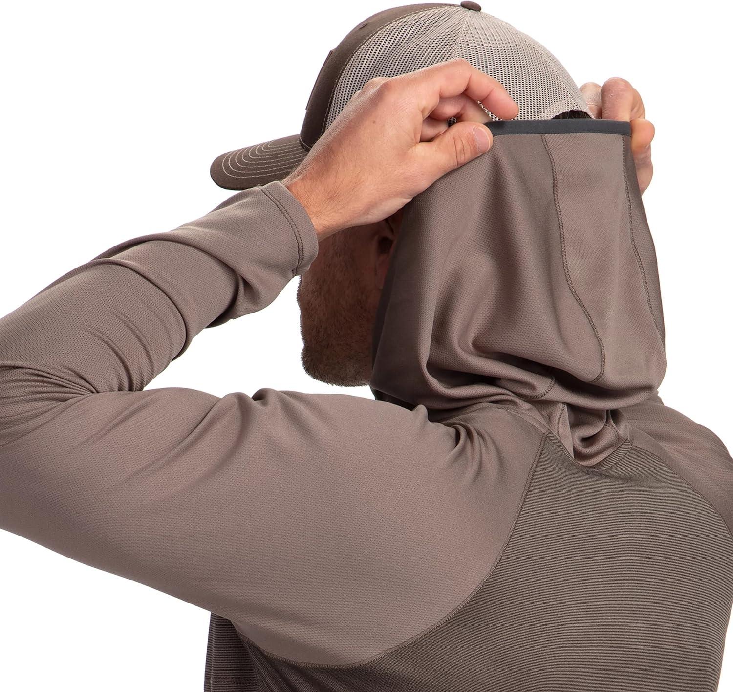 image:imageVortex Mens Weekend Rucker Hooded Long Sleeve Shirts Moisture Wicking UPF Sun Protection Stain Release TechnologyPeat