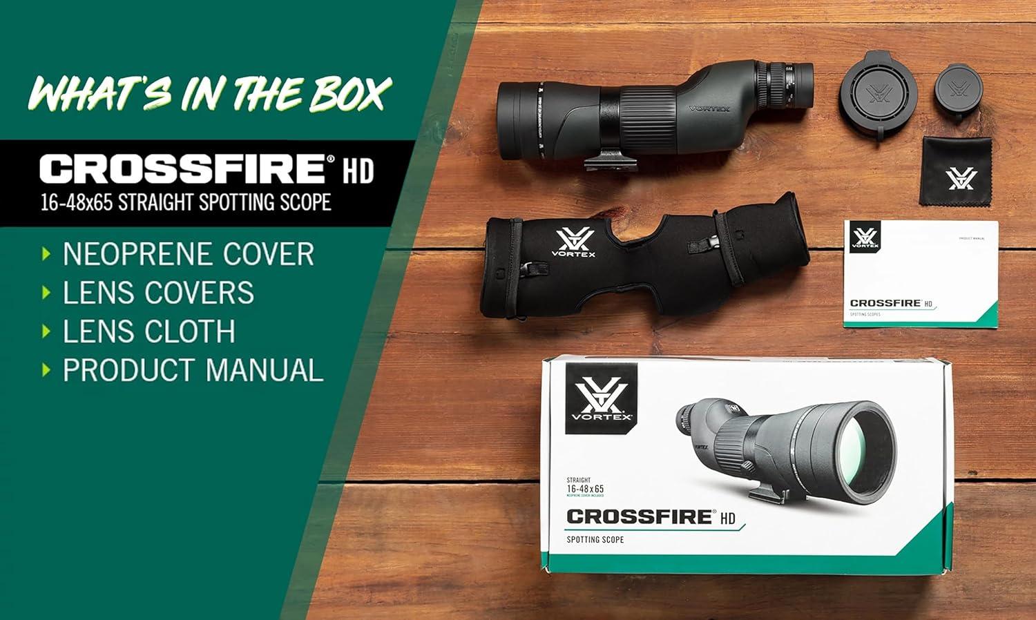 image:imageVortex Optics Crossfire HD Spotting Scopes HD Optical System Wide Field of View Helical Focus Tripod Adaptable Rubber Armor Waterproof Fogproof Shockproof Unlimited Unconditional Warranty1648x65 Straight