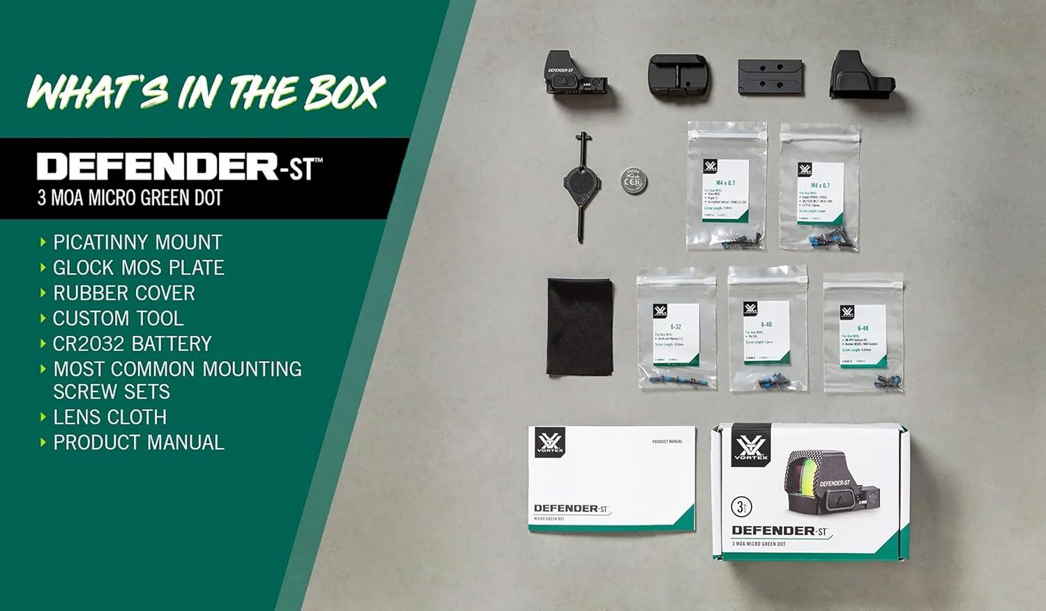 image:imageVortex Optics DefenderST Micro Dot Sights Motion Activation with AutoShutoff DeltaPoint Pro Footprint Top Mount Battery Unlimited Unconditional WarrantyBlack