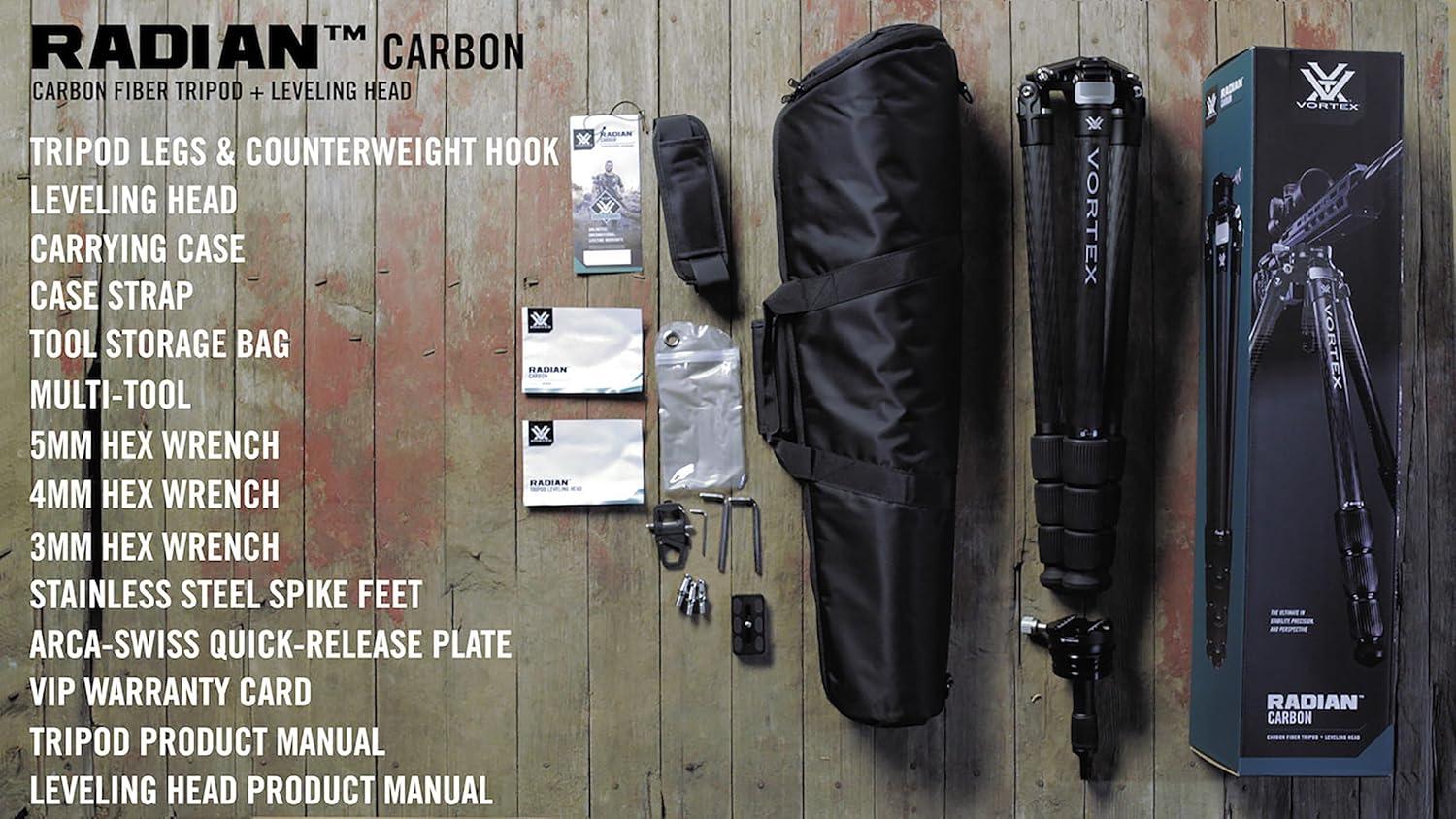 image:imageVortex Optics Radian Carbon Tripod KitsLeveling Head Tripod Kit