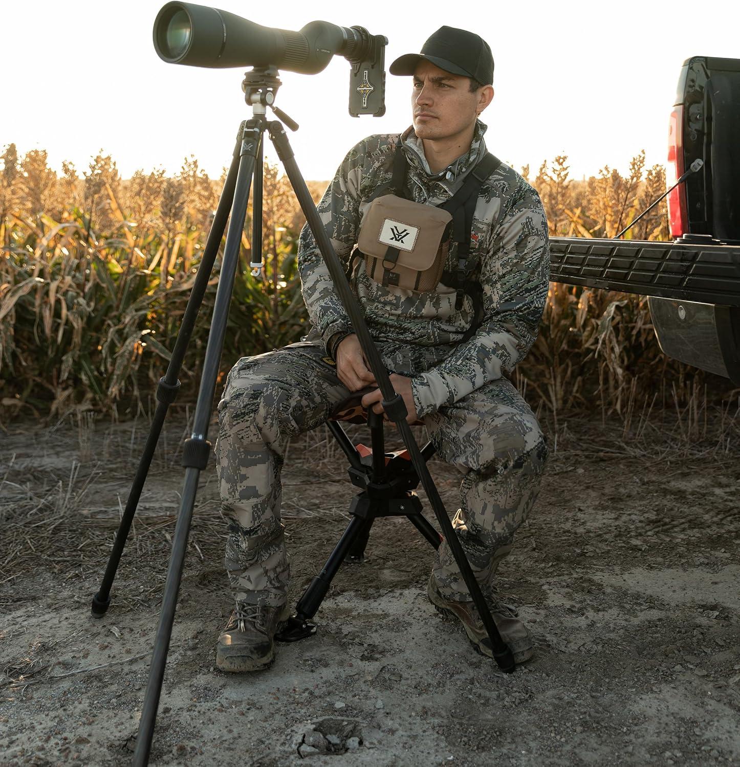 image:imageVortex Optics Ridgeview Carbon Tripod Kit Carbon Fiber Tripod 2Way Pan Head 22 lb Max Load Rubber Feet Unlimited Unconditional Warranty