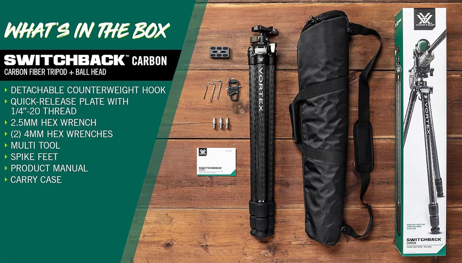 image:imageVortex Optics Switchback Carbon Tripod Kit Carbon Fiber Tripod amp Ball Head