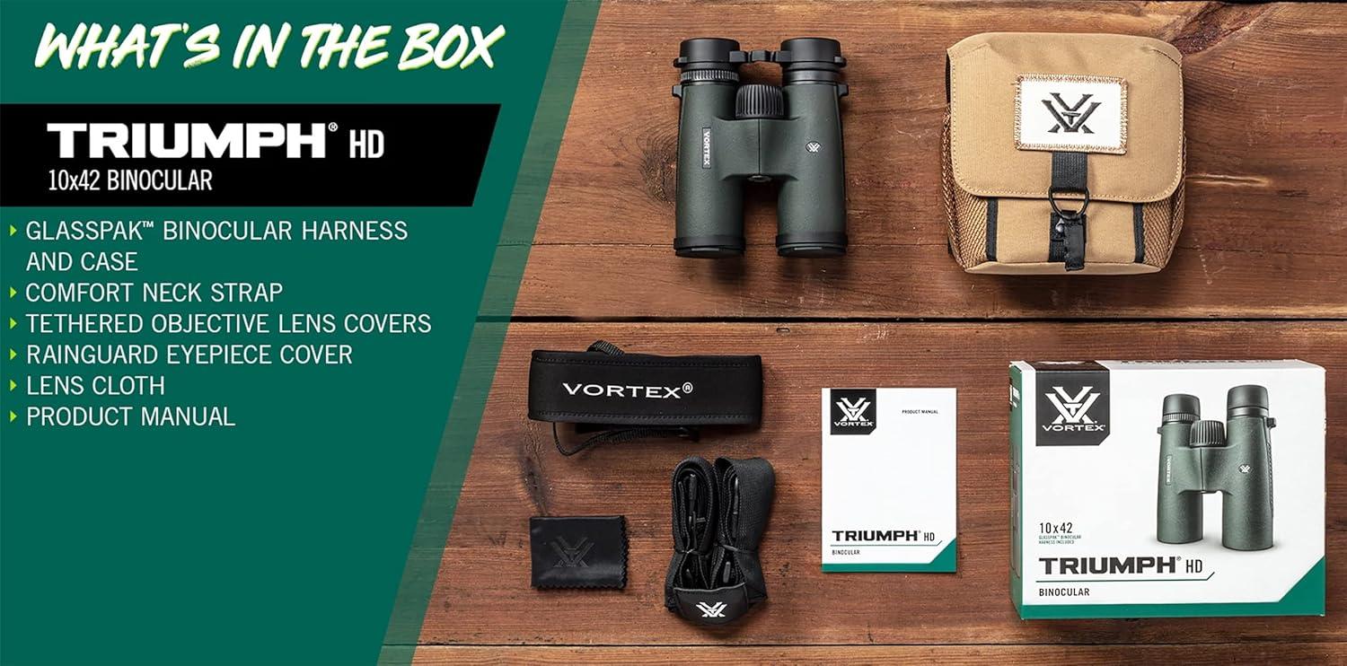 image:imageVortex Optics Triumph HD 10x42 Binoculars HD Optical System Fully MultiCoated Lenses Rubber Armor Tripod Adaptable Waterproof Fogproof Shockproof Unlimited Unconditional Warranty