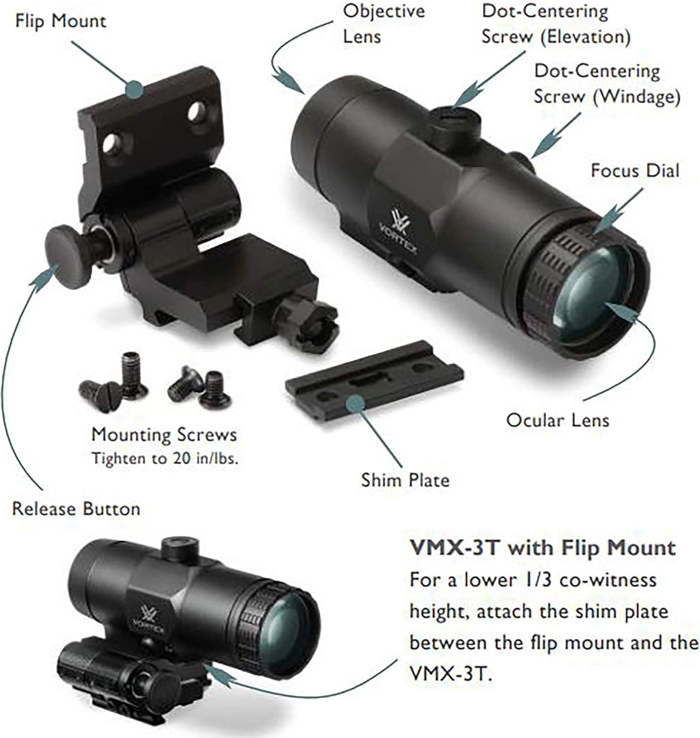 image:imageVortex Optics VMX3T 3X Red Dot Sight Magnifier with Builtin Flip Mount3x Magnifier