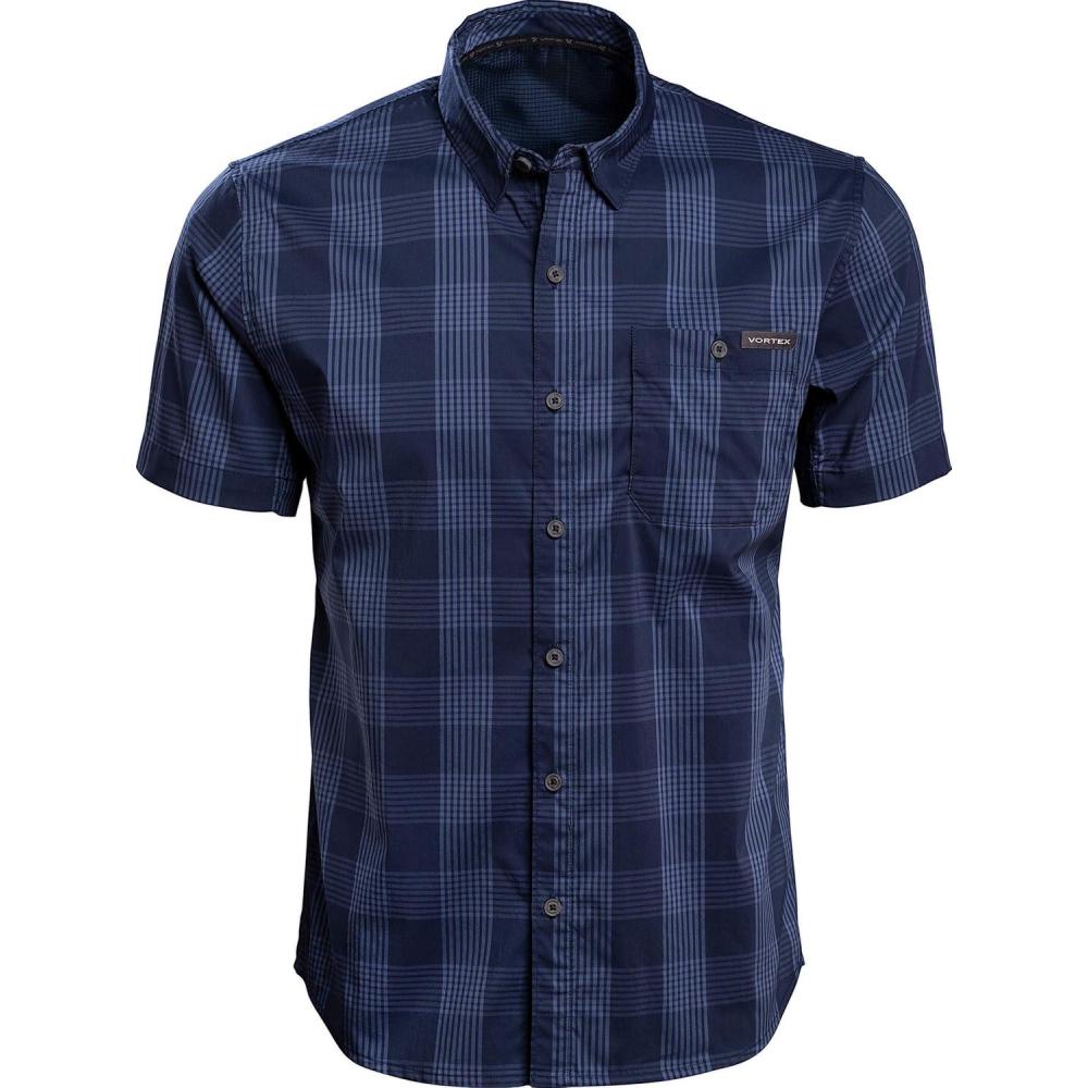 image:imageVortex Mens Coolmax Fast Twitch ButtonDown Short Sleeve Shirts Moisture Wicking Stretch UPF Protection Wrinkle FreeNavy