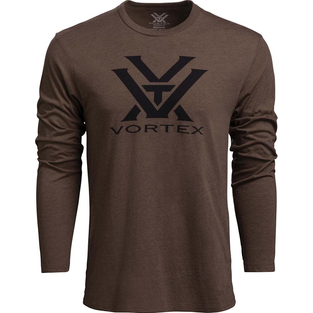 image:imageVortex Mens Core Logo Long Sleeve TShirtsBrown Heather
