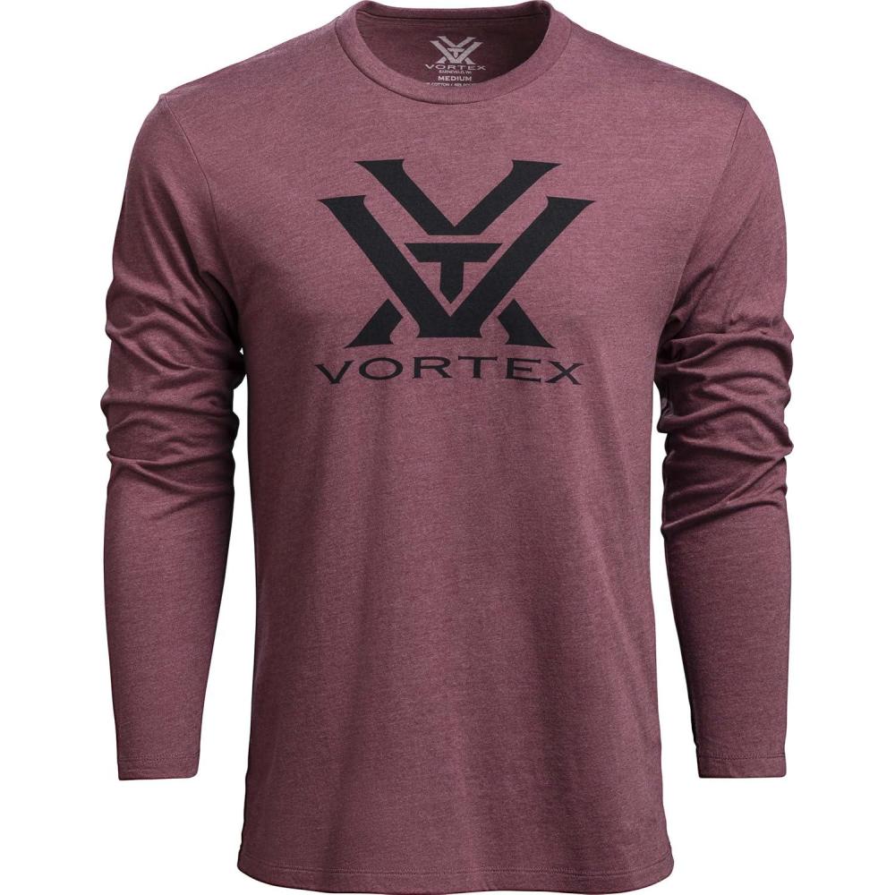 image:imageVortex Mens Core Logo Long Sleeve TShirtsBurgundy Heather