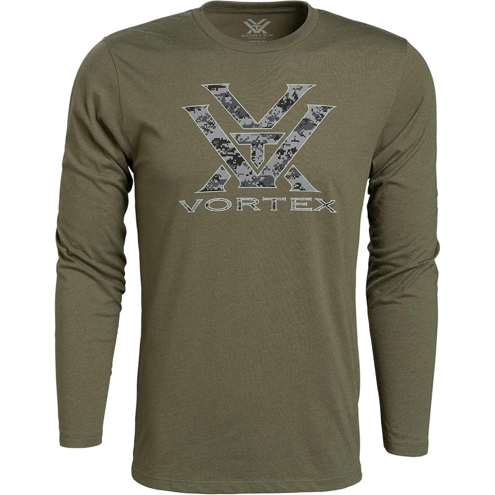 image:imageVortex Mens Core Logo Long Sleeve TShirtsMilitary Camo Heather