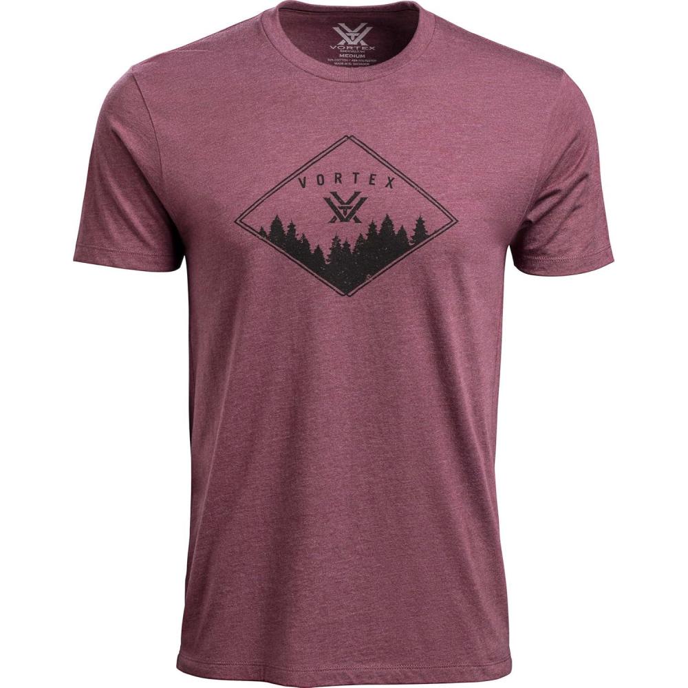 image:imageVortex Mens Diamond Crest Short Sleeve TShirtsBurgundy Heather