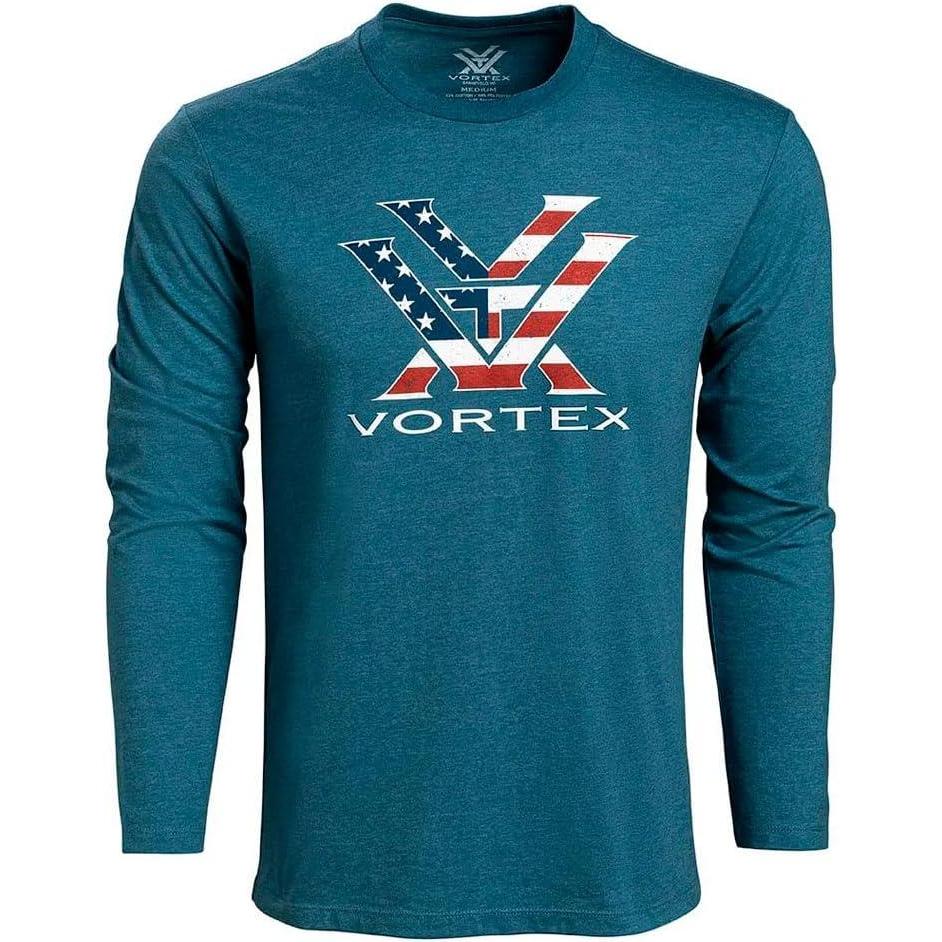 image:imageVortex Mens Stars amp Stripes Long Sleeve TShirtsBlue Heather
