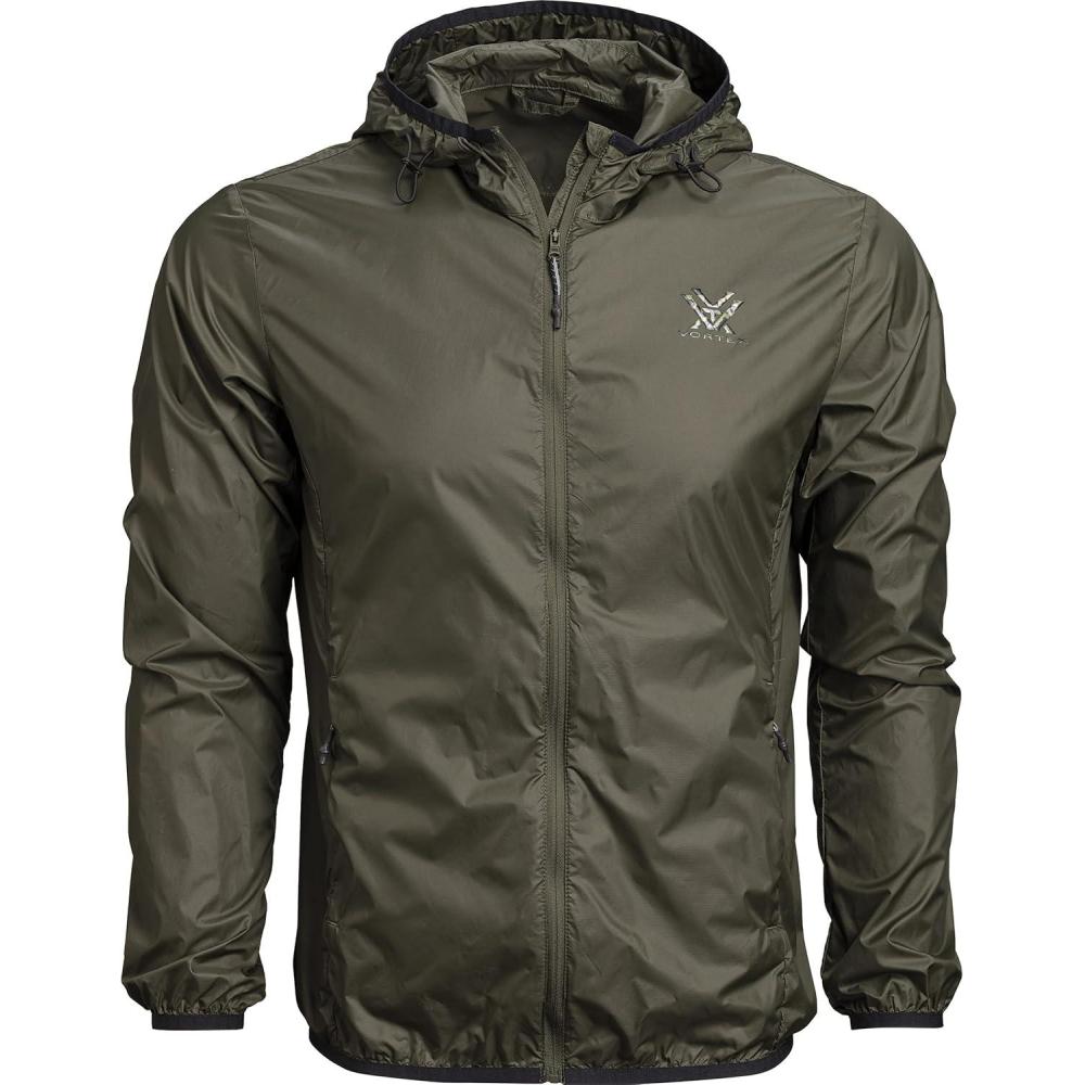 image:imageVortex Mens Storm Silencer Pro Rain Breaker Jackets  DWR Treated Packs Into Own PocketForest Night