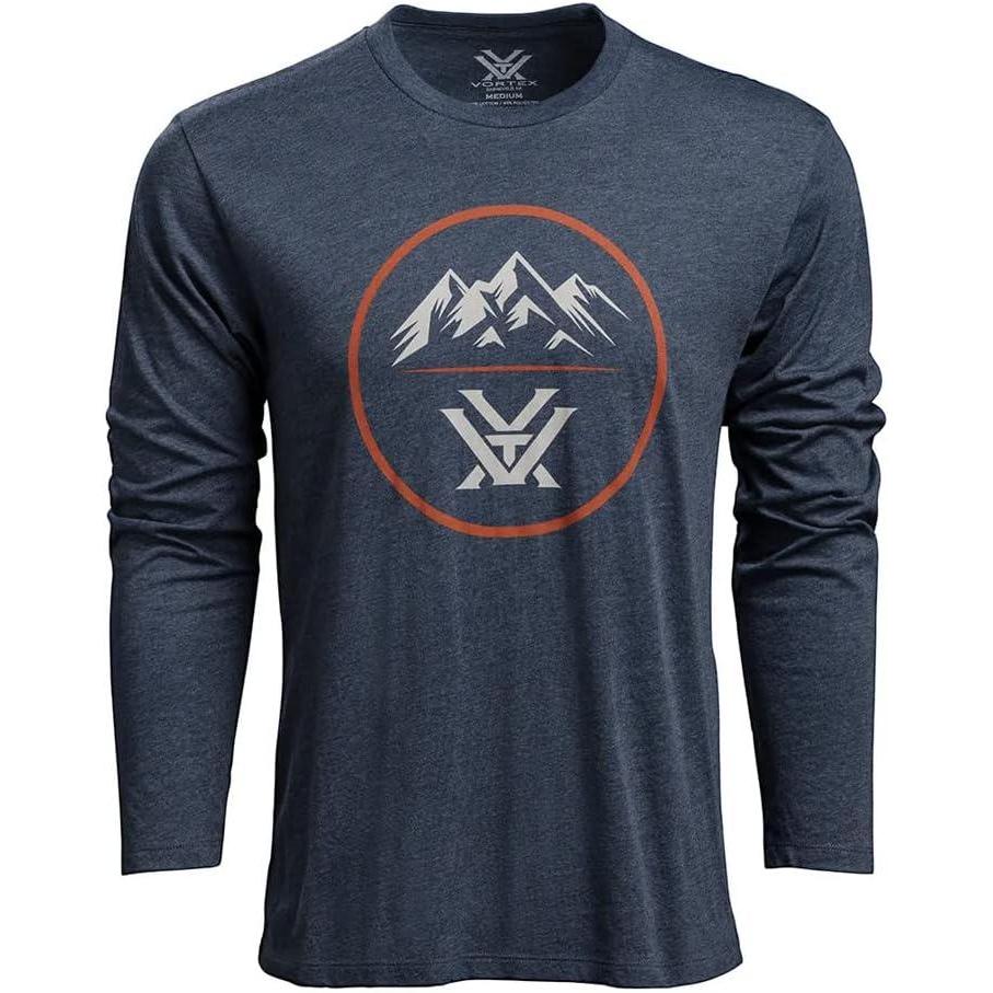 image:imageVortex Mens Three Peaks Long Sleeve TShirtsNavy Heather