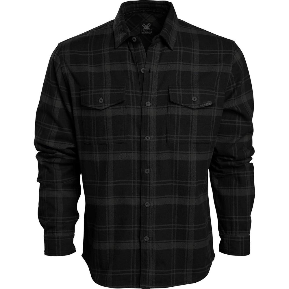 image:imageVortex Mens Timber Rush Flannel Shirts Mechanical Stretch Moisture Wicking Underarm GussetBlack