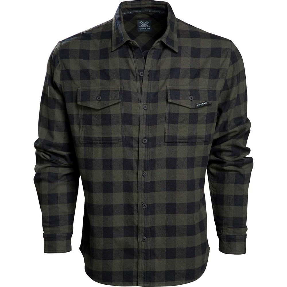 image:imageVortex Mens Timber Rush Flannel Shirts Mechanical Stretch Moisture Wicking Underarm GussetForest