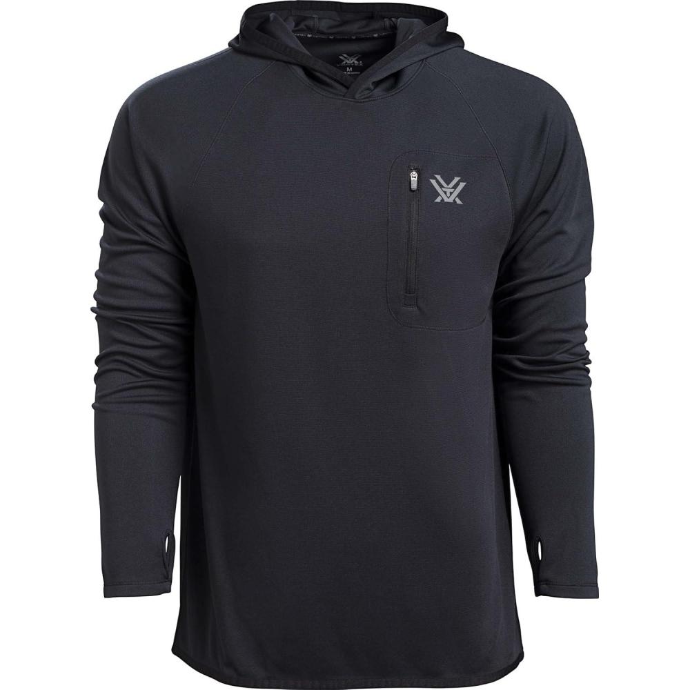 image:imageVortex Mens Weekend Rucker Hooded Long Sleeve Shirts Moisture Wicking UPF Sun Protection Stain Release TechnologyBlack