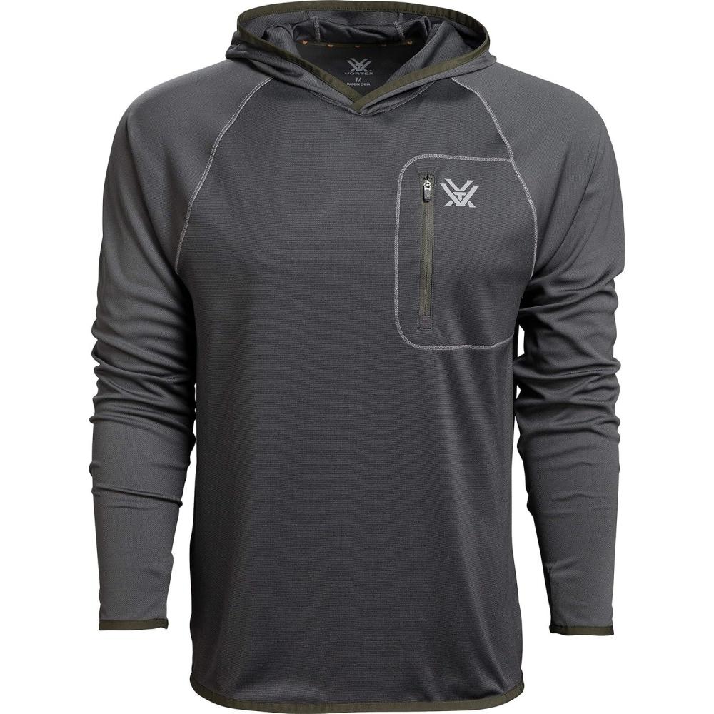 image:imageVortex Mens Weekend Rucker Hooded Long Sleeve Shirts Moisture Wicking UPF Sun Protection Stain Release TechnologyCharcoal