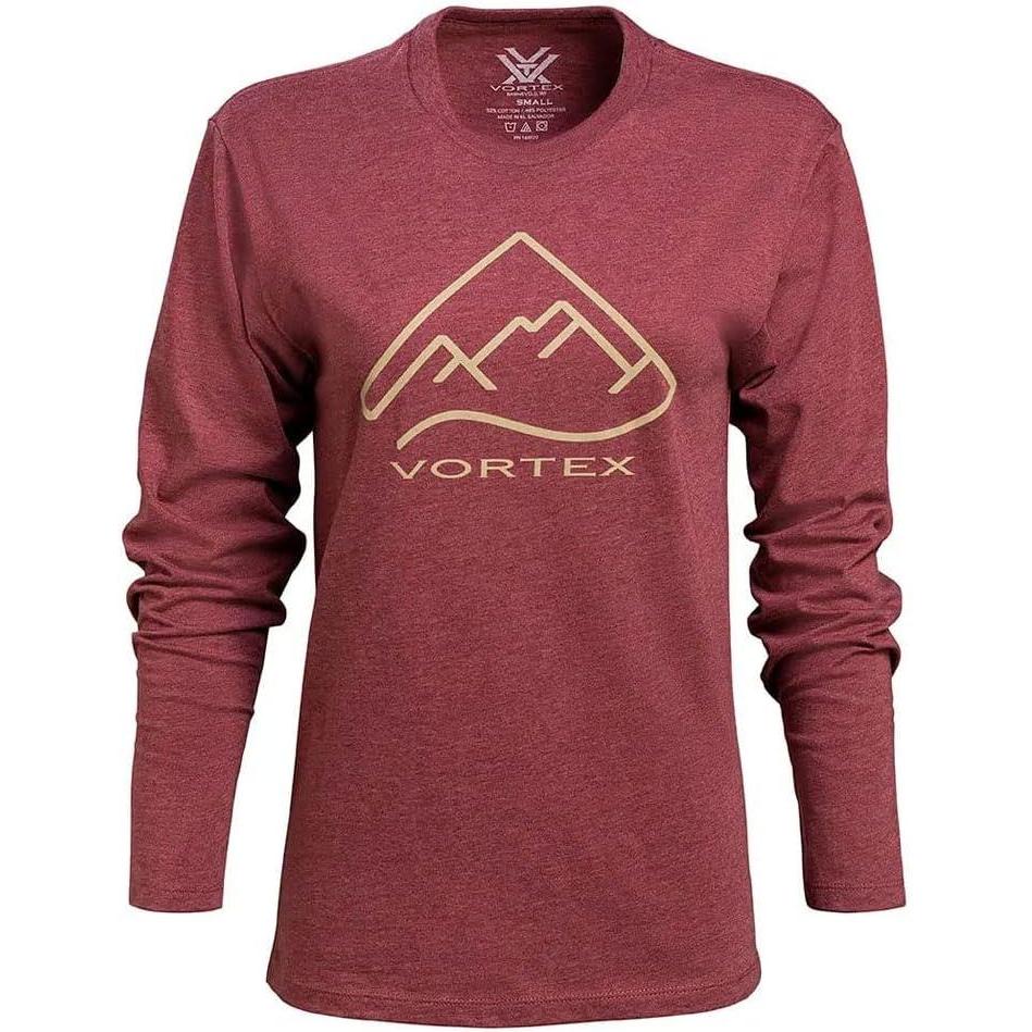 image:imageVortex Womens Active Casual Cotton Breathable Alpine Line Long Sleeve TShirtBurgundy Heather