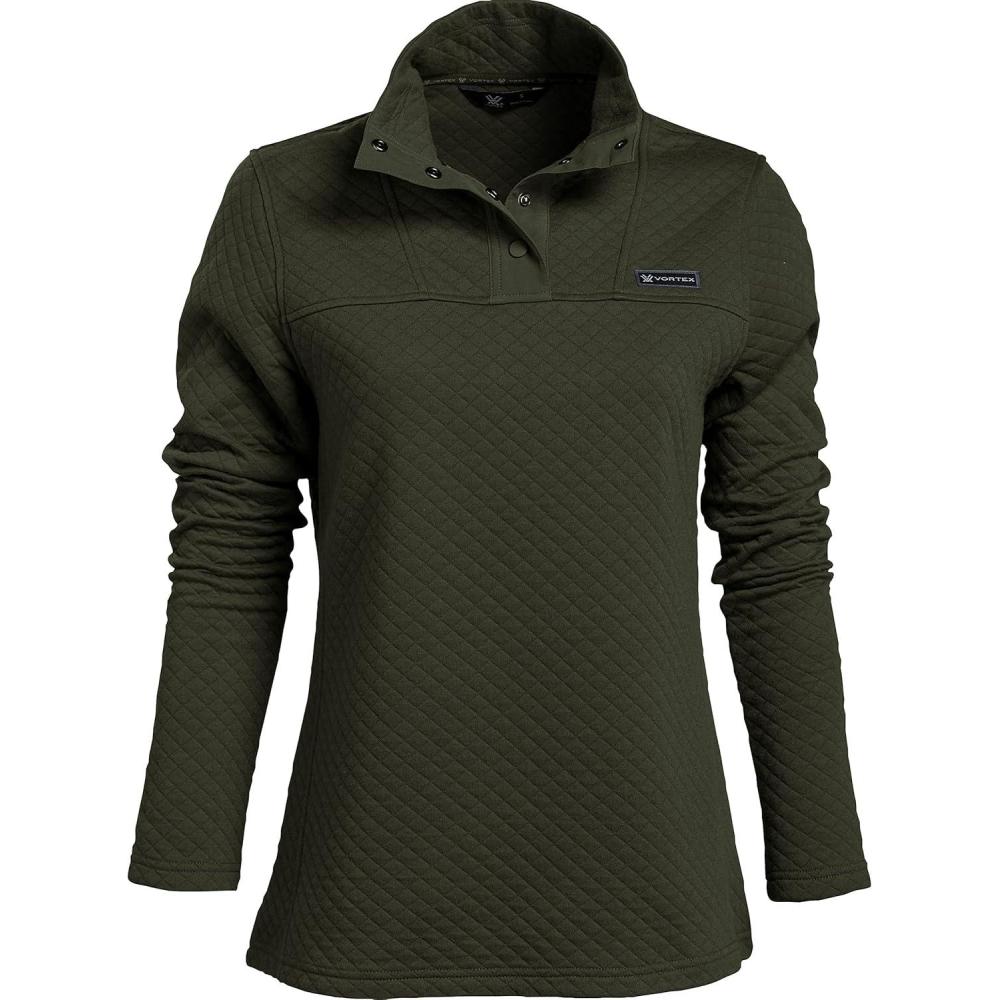 image:imageVortex Womens Active Trail Office Casual Quilted Arctic Snap PulloverForest Night