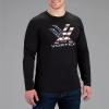 Vortex Men’s Stars & Stripes Long Sleeve T-Shirts(Black)