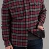 Vortex Men’s Timber Rush Flannel Shirts – Mechanical Stretch, Moisture Wicking, Underarm Gusset(Burgundy)