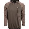 Vortex Men’s Weekend Rucker Hooded Long Sleeve Shirts – Moisture Wicking, UPF Sun Protection, Stain Release Technology(Peat)