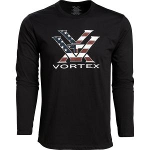 Vortex Men’s Stars & Stripes Long Sleeve T-Shirts(Black)