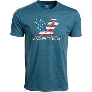 Vortex Mens Stars and Stripes Short Sleeve Shirt(Steel Blue Heather)
