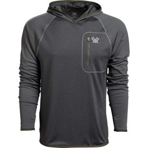 Vortex Men’s Weekend Rucker Hooded Long Sleeve Shirts – Moisture Wicking, UPF Sun Protection, Stain Release Technology(Charcoal)