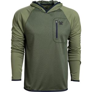 Vortex Men’s Weekend Rucker Hooded Long Sleeve Shirts – Moisture Wicking, UPF Sun Protection, Stain Release Technology(Green)