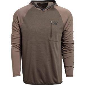 Vortex Men’s Weekend Rucker Hooded Long Sleeve Shirts – Moisture Wicking, UPF Sun Protection, Stain Release Technology(Peat)