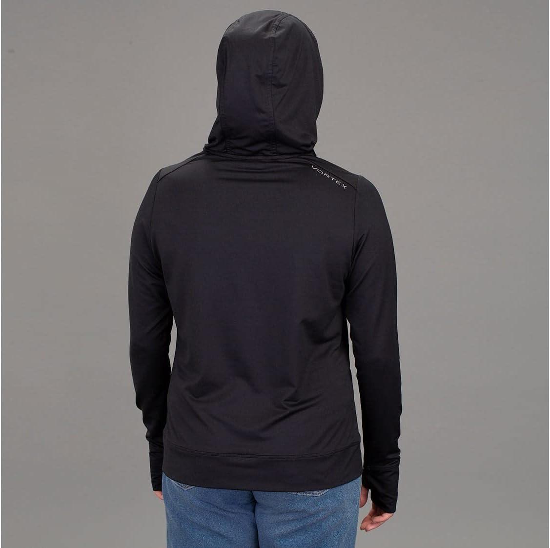 image:imageVortex Womens Fall MoistureWicking 50 UPF SunProtective HighPerformance Polyester Hooded PulloverBlack