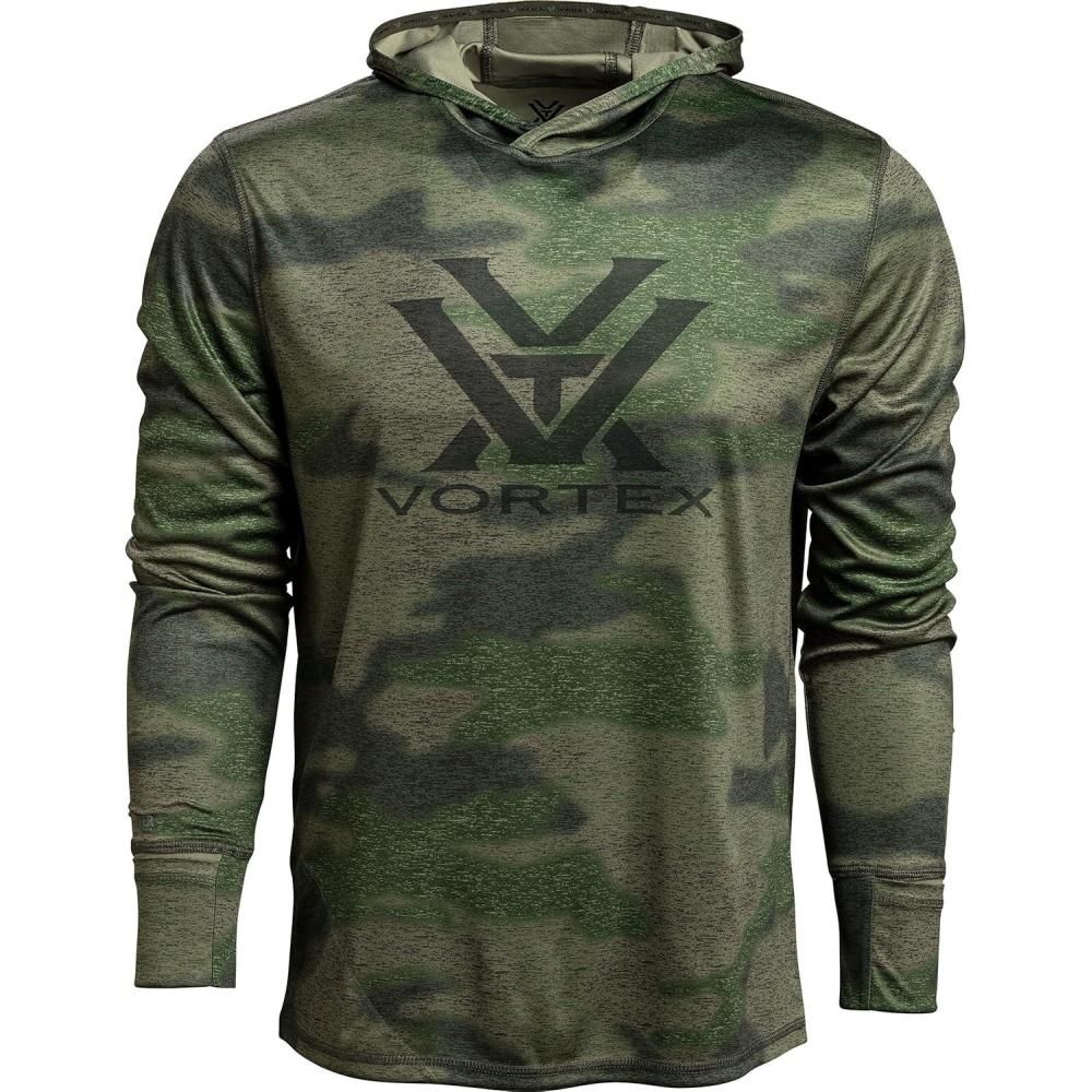 image:imageVortex Mens Sun Slayer Hoodies  UPF 50 MoistureWicking Stretch FabricForest Camo