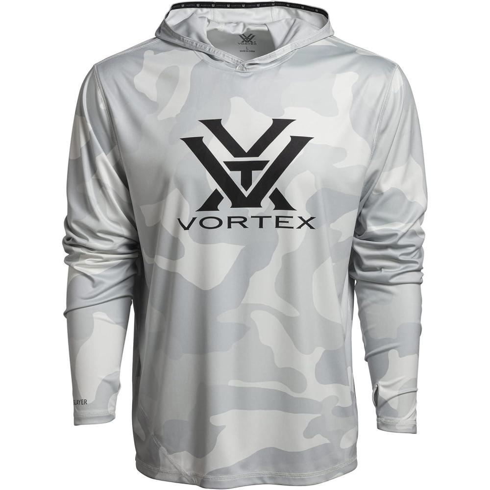 image:imageVortex Mens Sun Slayer Hoodies  UPF 50 MoistureWicking Stretch FabricWhite Camo