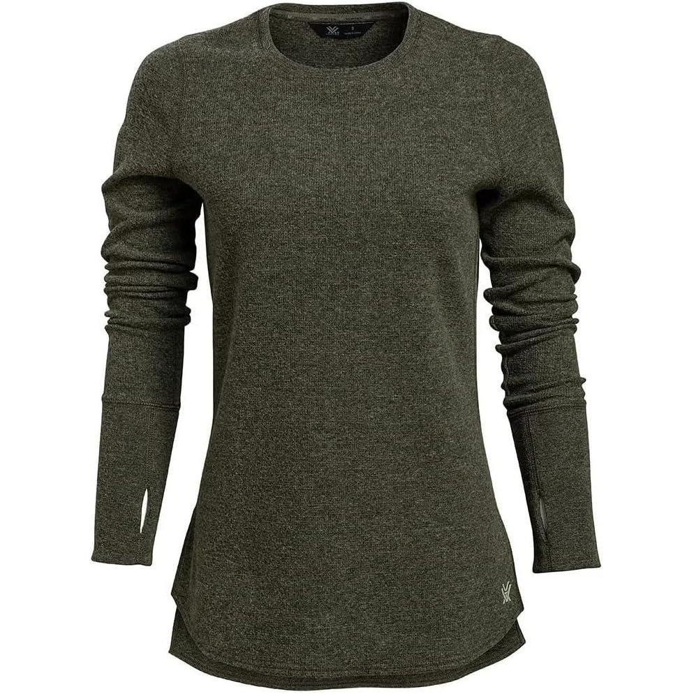 image:imageVortex Womens Active Casual Fall Cozy Knit Baselayer Thumbholes Front Country Thermal PulloverOlive