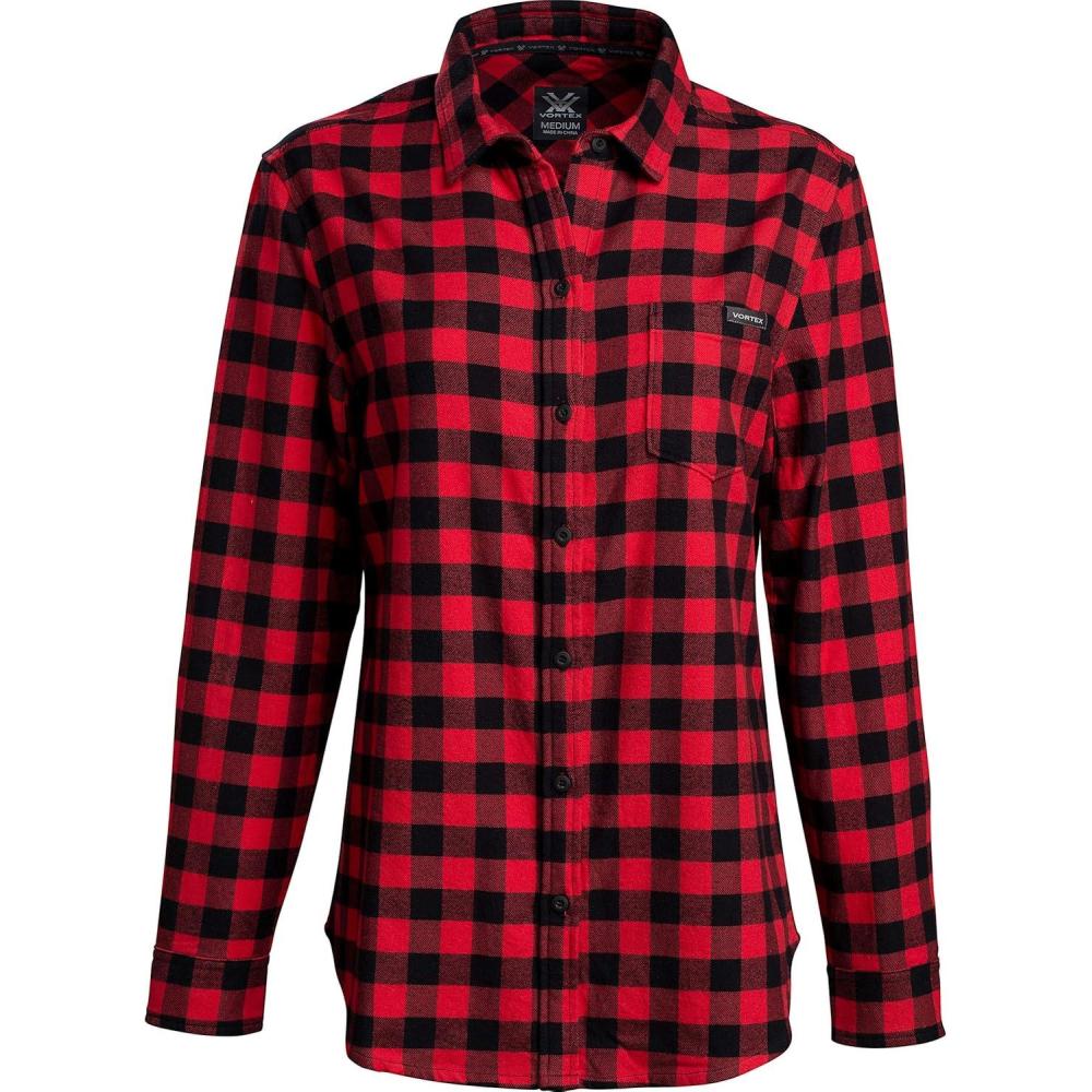 image:imageVortex Womens Timber Rush Flannel MoistureWicking HighPerformance Cotton Long Sleeve ShirtRed Buffalo