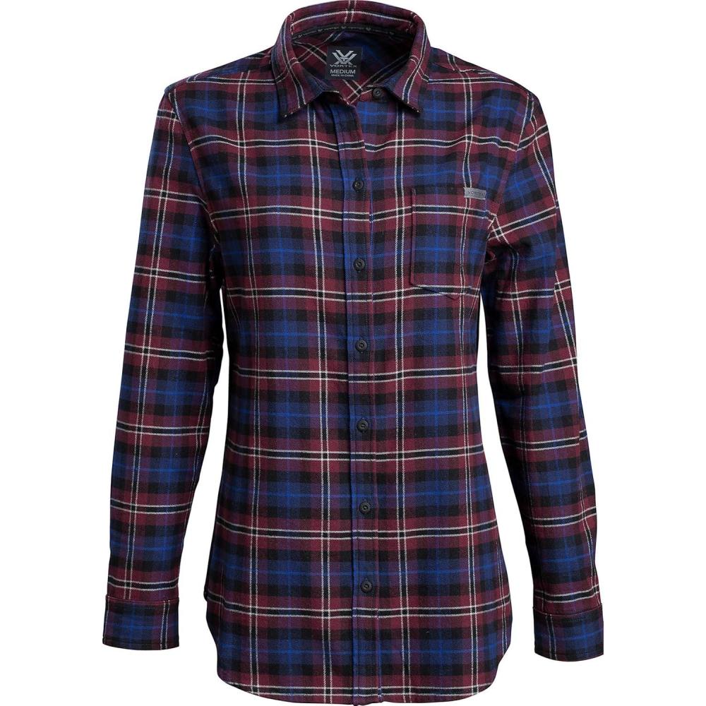 image:imageVortex Womens Timber Rush Flannel MoistureWicking HighPerformance Cotton Long Sleeve ShirtRose Wine