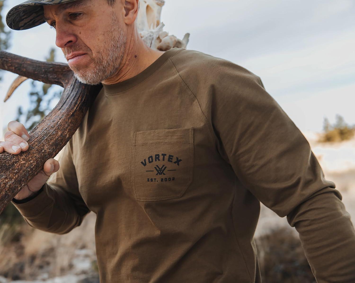 image:imageVortex Mens Outland Heavyweight Long Sleeve Pocket TShirtsDark Olive