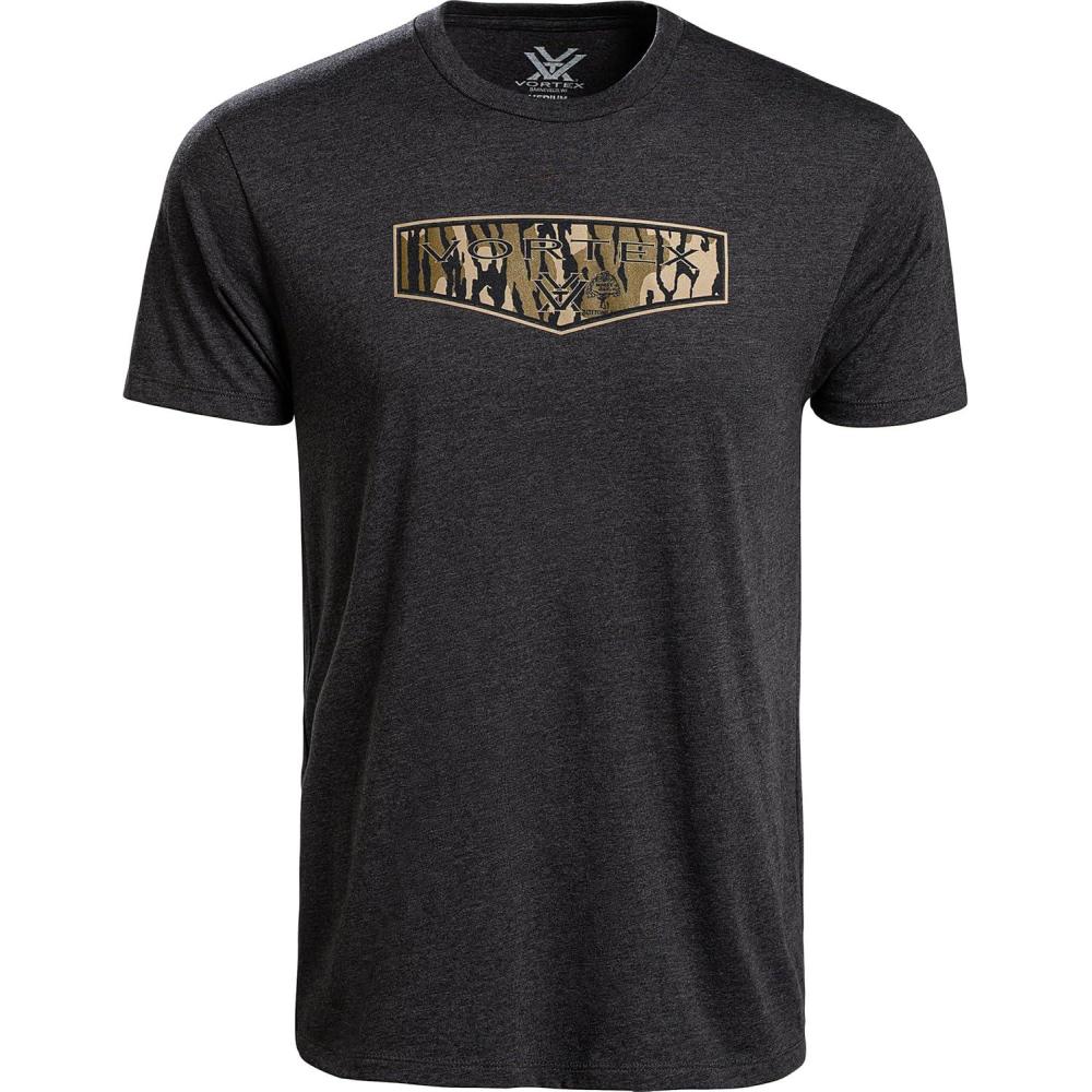 image:imageVortex Mens Shield Short Sleeve TShirtsMossy Oak Bottomland Camo Charcoal Heather