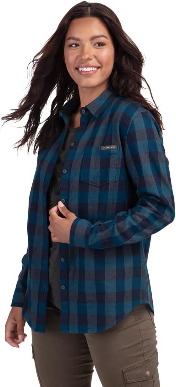 image:imageVortex Womens Timber Rush Flannel MoistureWicking HighPerformance Cotton Long Sleeve ShirtBreaker